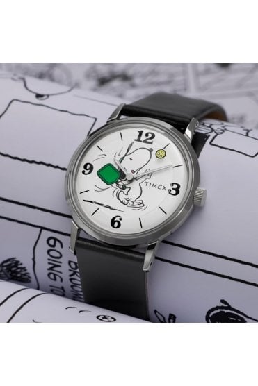Timex Peanuts x Marlin Pickleball 38mm Leather Strap Watch TW2Y50400