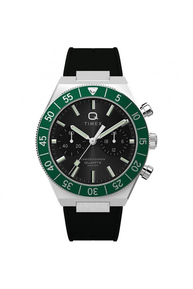 Timex  Q Continental Chronograph 40mm Synthetic Rubber Strap Watch TW2Y56100