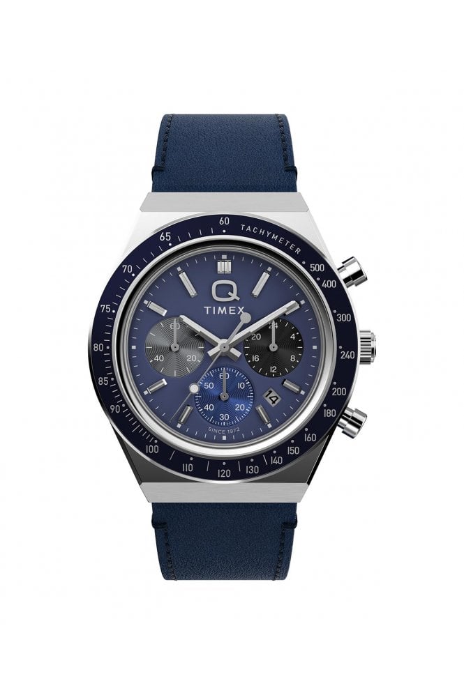 Timex  Q Gents Chronograph 40mm Leather Strap Watch TW2Y36100