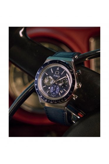 Timex Q Gents Chronograph 40mm Leather Strap Watch TW2Y36100