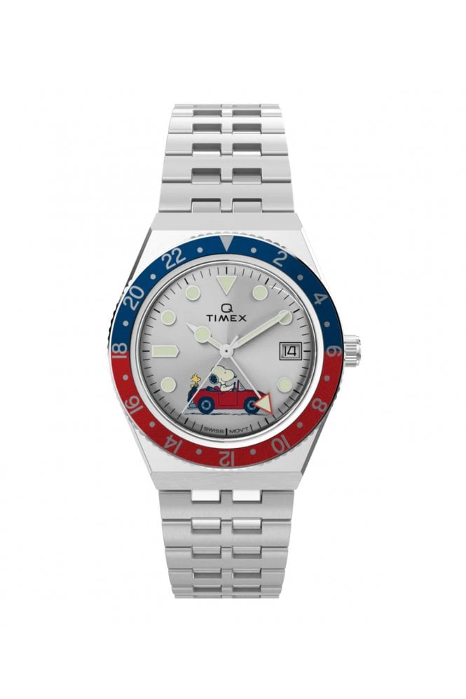 Timex  Q x Peanuts 38mm Stainless Steel Bracelet Watch TW2W83300