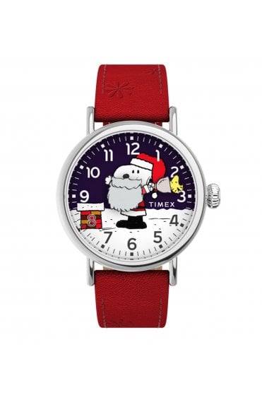 Timex Standard x Snoopy Santa 40mm Leather Strap Watch TW2W44400