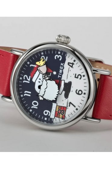 Timex Standard x Snoopy Santa 40mm Leather Strap Watch TW2W44400