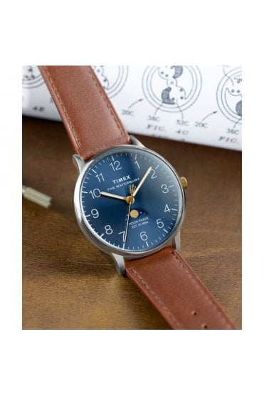 Timex Waterbury Classic Moon Phase 40mm Leather Strap Watch TW2W75600