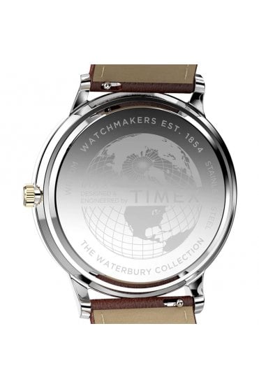 Timex Waterbury Classic Moon Phase 40mm Leather Strap Watch TW2W75600