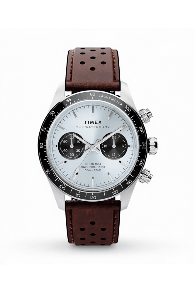Timex  Waterbury Heritage Chronograph 39mm Leather Strap Watch TW2Y70600