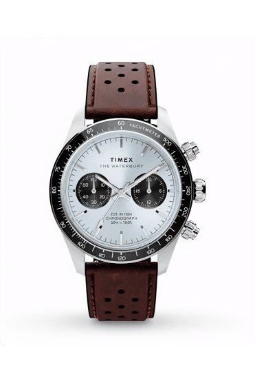 Timex Waterbury Heritage Chronograph 39mm Leather Strap Watch TW2Y70600