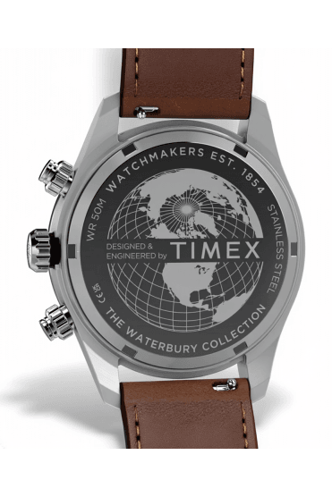 Timex Waterbury Heritage Chronograph 39mm Leather Strap Watch TW2Y70600