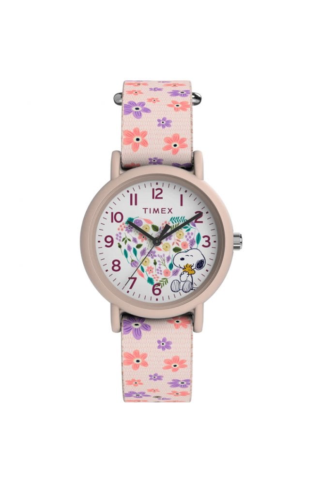 Timex  x Peanuts Floral Fabric Strap Watch TW2W33400